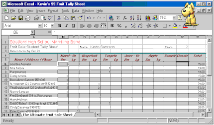 Fruit Sale Spreadsheet, Click to Zoom in